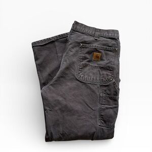 Vintage Faded Baggy Dark Brown Carhartt Double Knee Carpenter Pants 35W